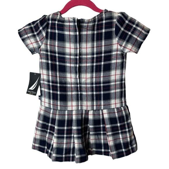 Nautica Navy Plaid Short Sleeve Dress Girls Size 18M NWT - Picture 2 of 4